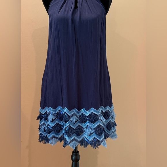 Women’s Anthropologie Maeve Festivity Swing Navy Dress- Size 2 - Picture 2 of 8